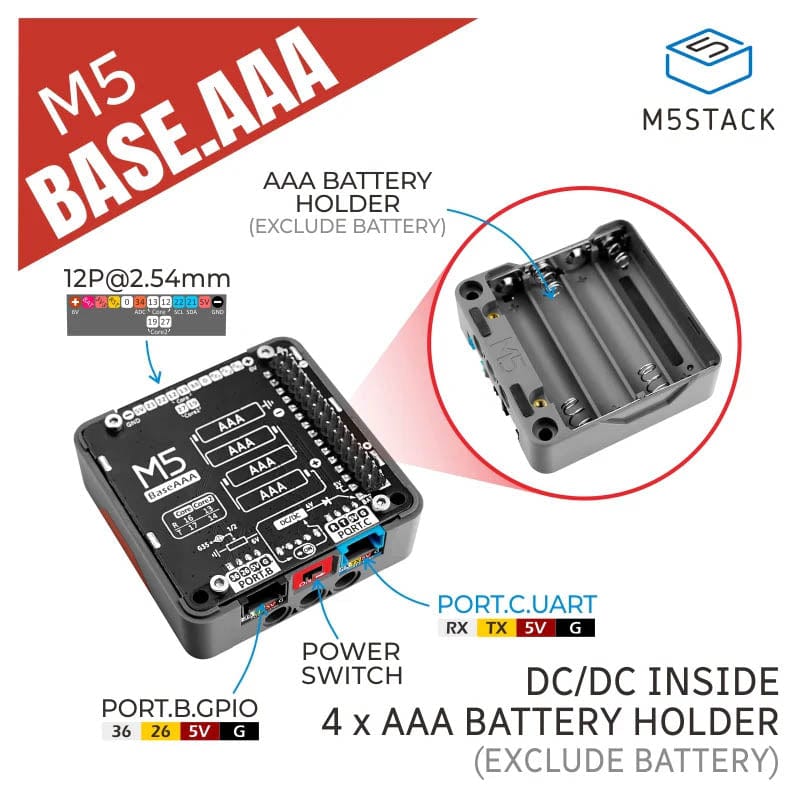 M5Stack Base AAA Battery Holder - The Pi Hut