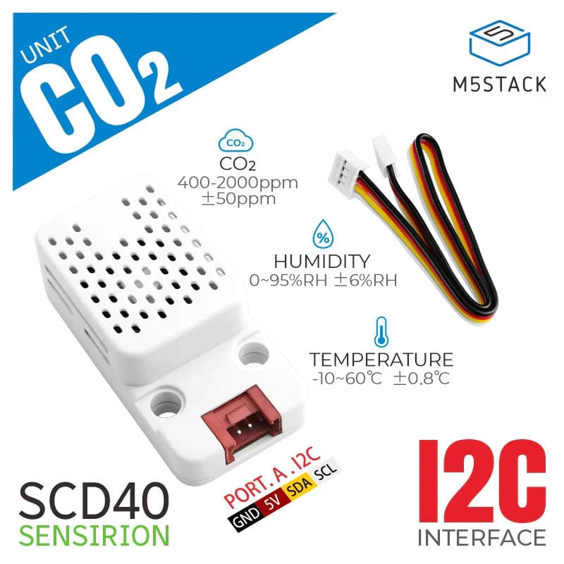 M5Stack CO2 Unit with Temperature and Humidity Sensor (SCD40) by M5Stack - The Pi Hut