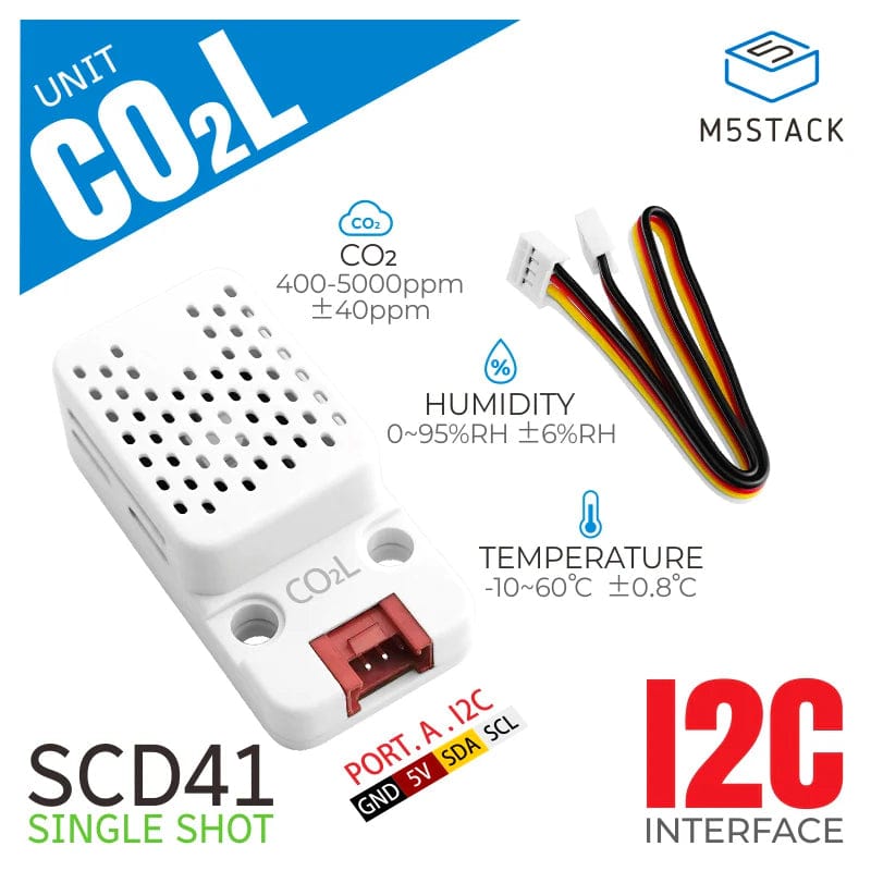 M5Stack CO2L Unit with Temperature and Humidity Sensor (SCD41) by M5Stack - The Pi Hut