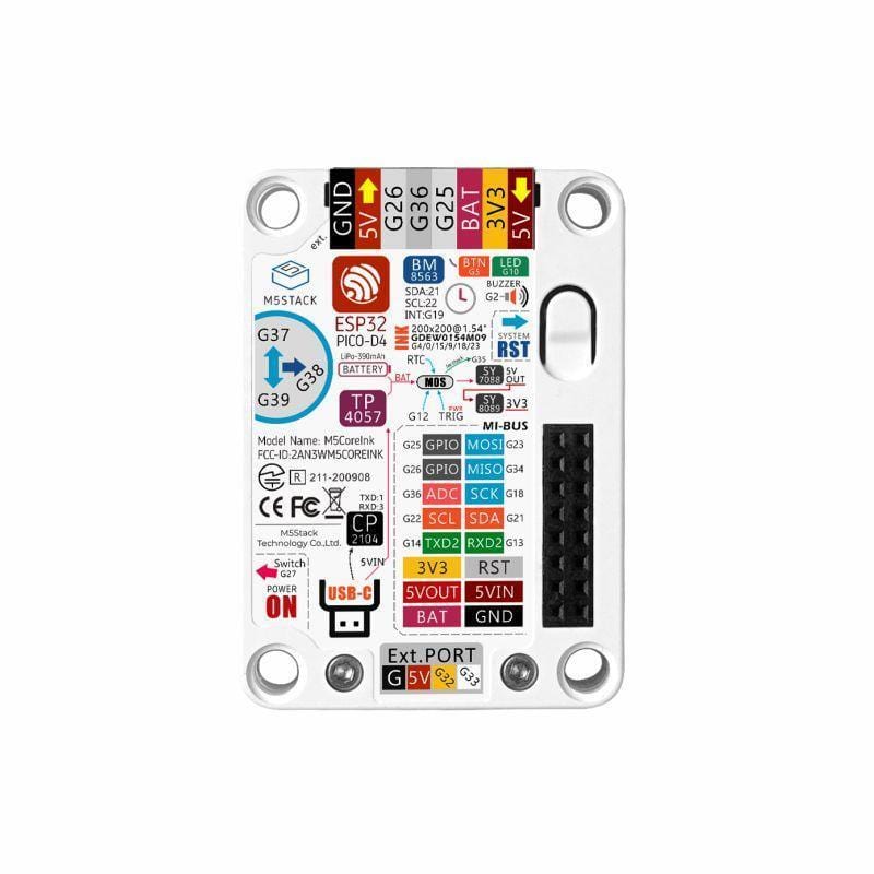 M5Stack  ESP32 Core Ink Development Kit (1.54'' elnk display) by M5Stack - The Pi Hut