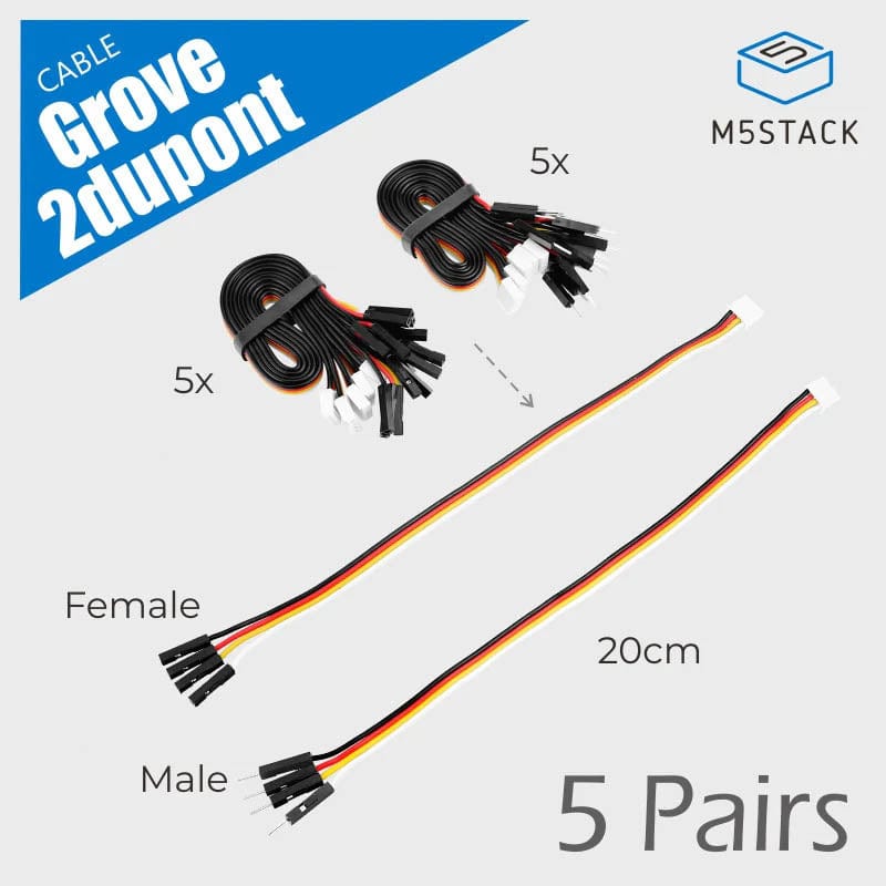 M5Stack Grove2Dupont Conversion Cable 20cm (10 cables/5 pairs) by M5Stack - The Pi Hut