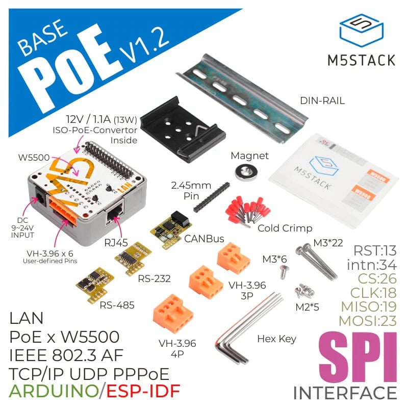 M5Stack LAN Module W5500 with POE V1.2 - The Pi Hut