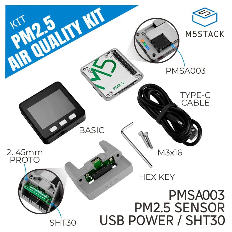 M5Stack PM 2.5 Air Quality Kit (PMSA003 + SHT30) by M5Stack - The Pi Hut