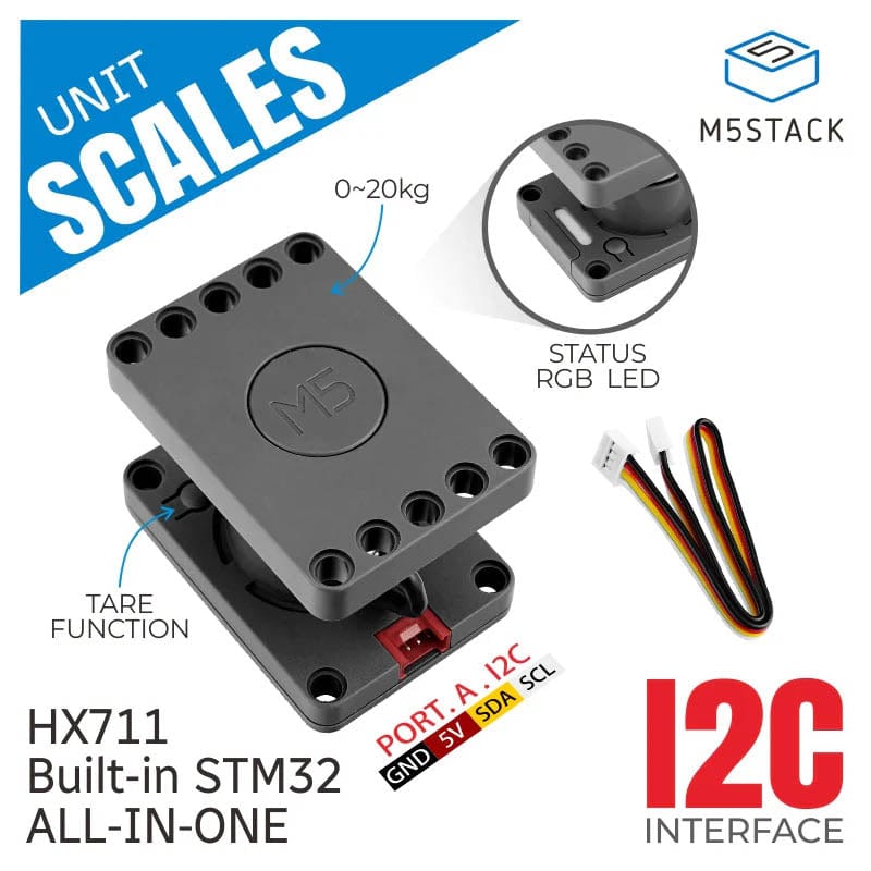 M5Stack Scales Unit with 20kg Range (HX711) by M5Stack - The Pi Hut