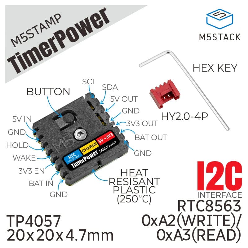 M5Stamp Timer Power (BM8563) by M5Stack - The Pi Hut