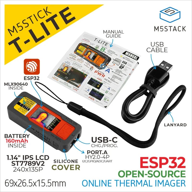 M5stick T-Lite Thermal Camera Dev Kit (MLX90640) by M5Stack - The Pi Hut