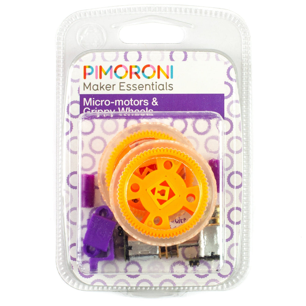 Maker Essentials - Micro-motors & Grippy Wheels by Pimoroni - The Pi Hut