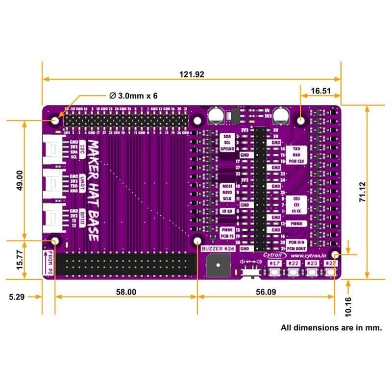 Maker HAT Base for Raspberry Pi 500/400 by Cytron - The Pi Hut