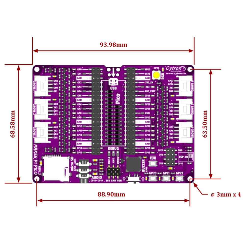 Maker Pi Pico Base (without Pico) by Cytron - The Pi Hut