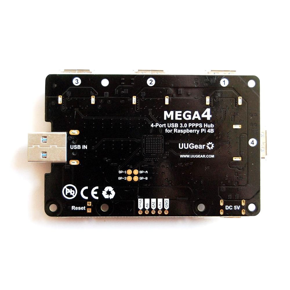 MEGA4 - 4-Port USB 3.1 PPPS Hub for Raspberry Pi 4 - The Pi Hut