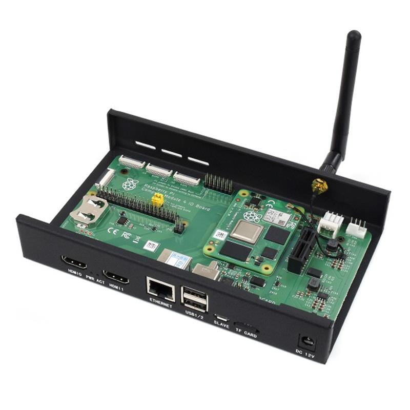 Metal Enclosure for Compute Module 4 IO Board (with Cooling Fan) by Waveshare - The Pi Hut