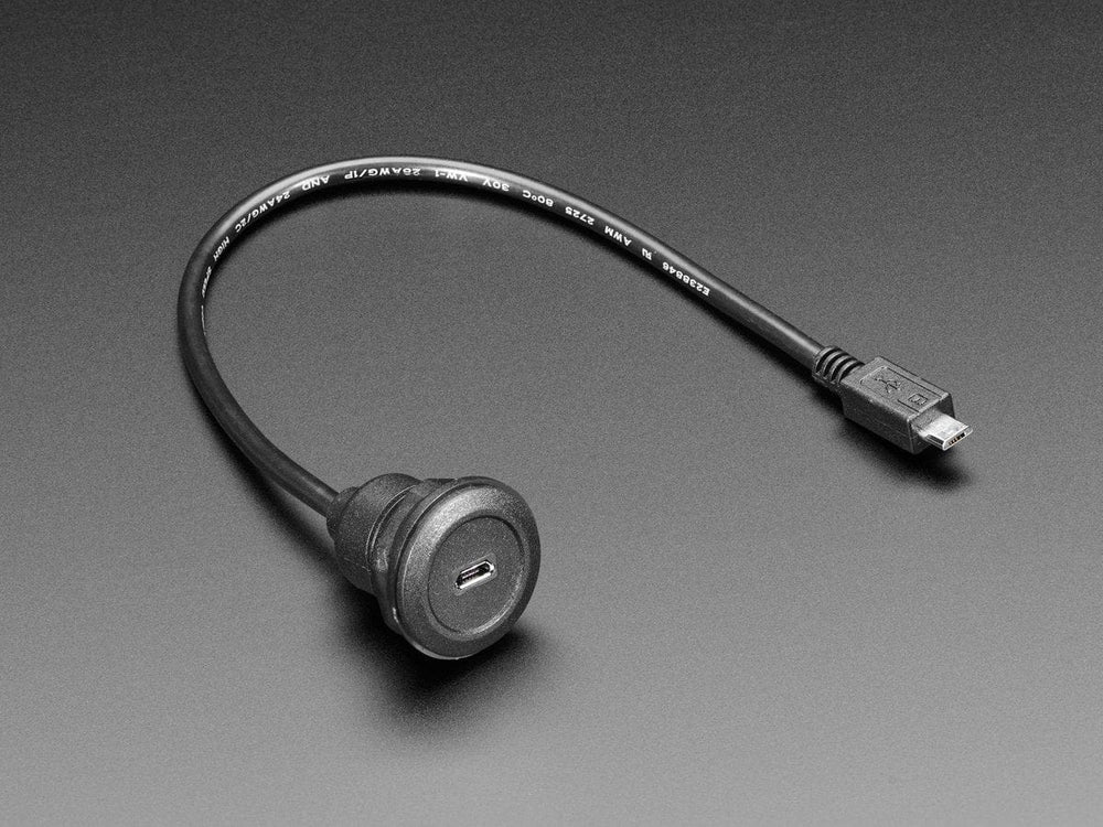 Micro B Round Panel Mount Extension Cable - 30cm by The Pi Hut - The Pi Hut