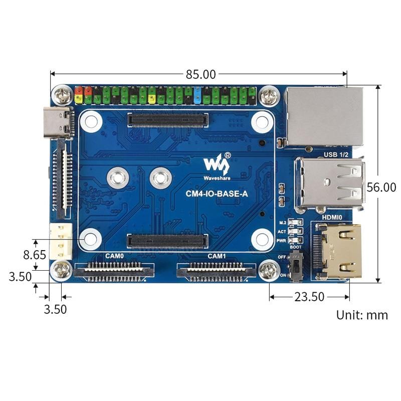 Mini Base Board (A) for Raspberry Pi Compute Module 4 by Waveshare - The Pi Hut
