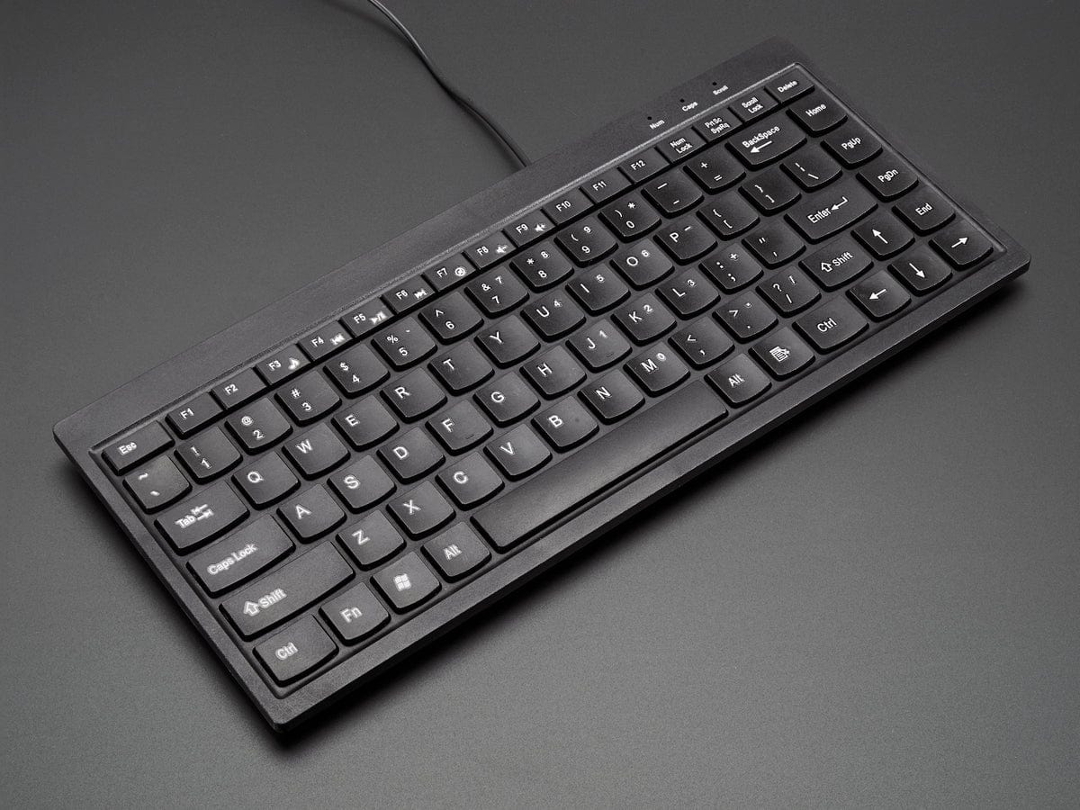 Mini Chiclet Keyboard - USB Wired - Black by The Pi Hut - The Pi Hut