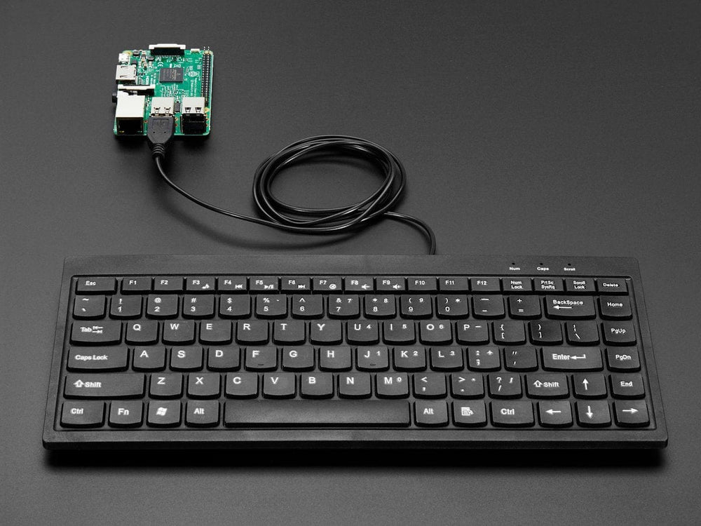 Mini Chiclet Keyboard - USB Wired - Black by The Pi Hut - The Pi Hut