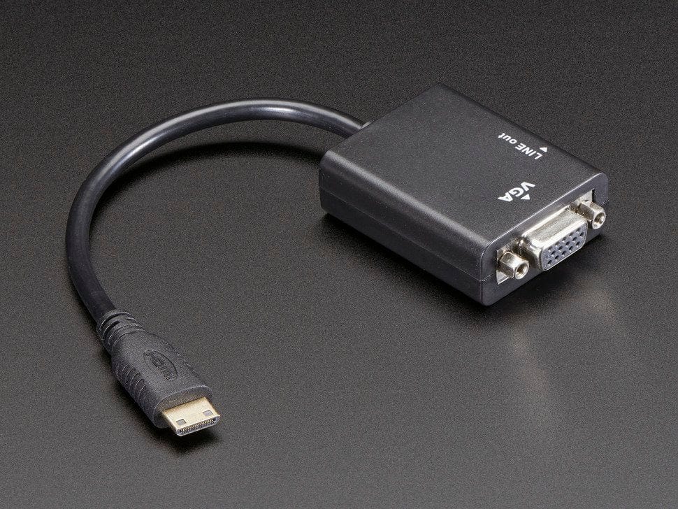 Mini HDMI to VGA Video Adapter with 3.5mm Stereo Cable by The Pi Hut - The Pi Hut