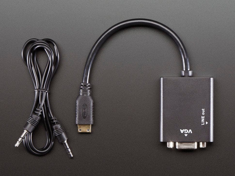 Mini HDMI to VGA Video Adapter with 3.5mm Stereo Cable by The Pi Hut - The Pi Hut