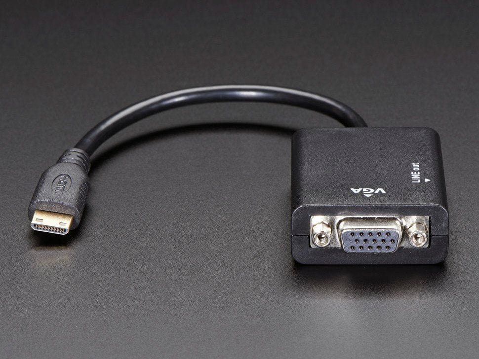 Mini HDMI to VGA Video Adapter with 3.5mm Stereo Cable by The Pi Hut - The Pi Hut