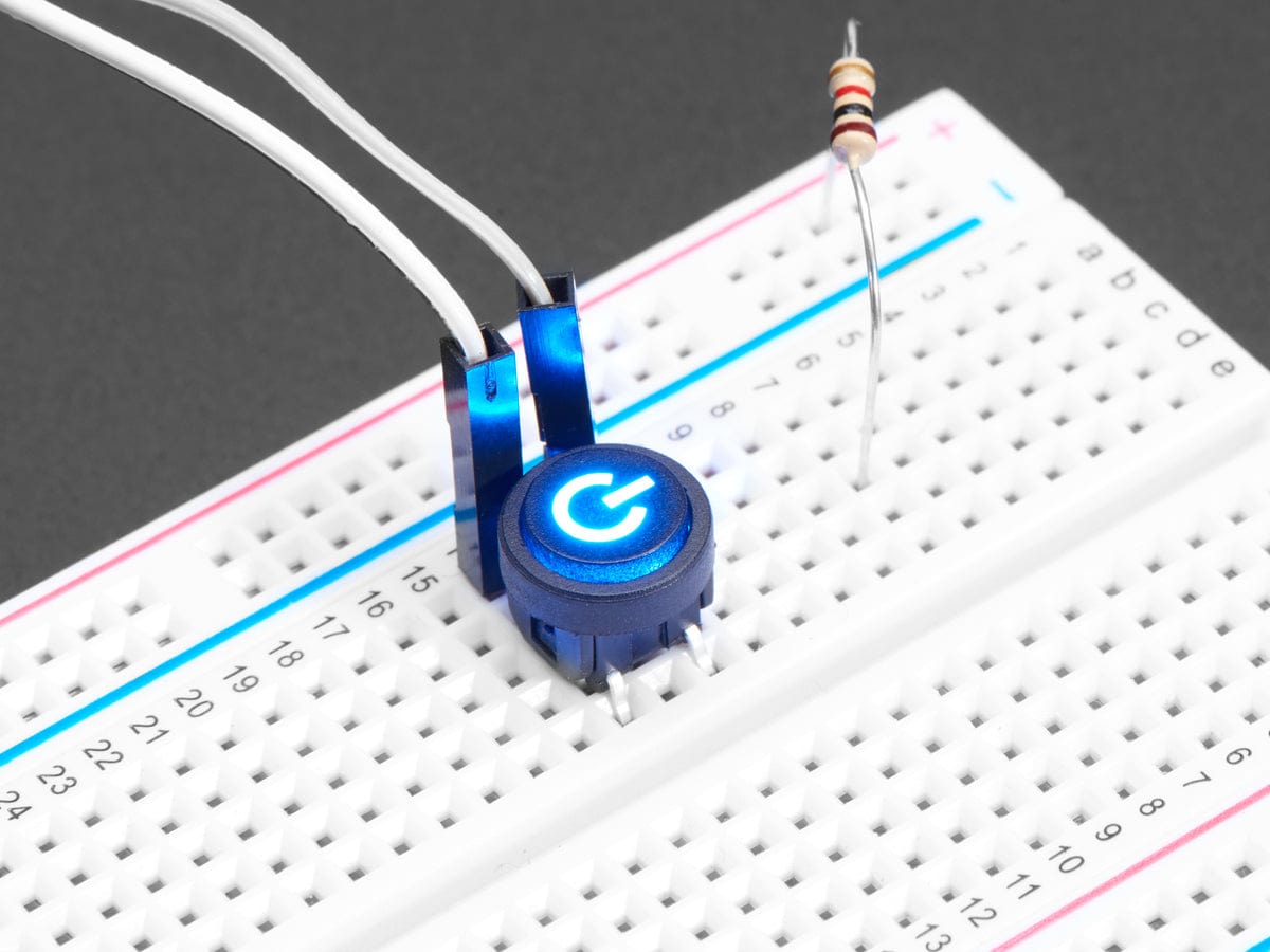 Mini Illuminated Momentary Pushbutton - Blue Power Symbol by The Pi Hut - The Pi Hut