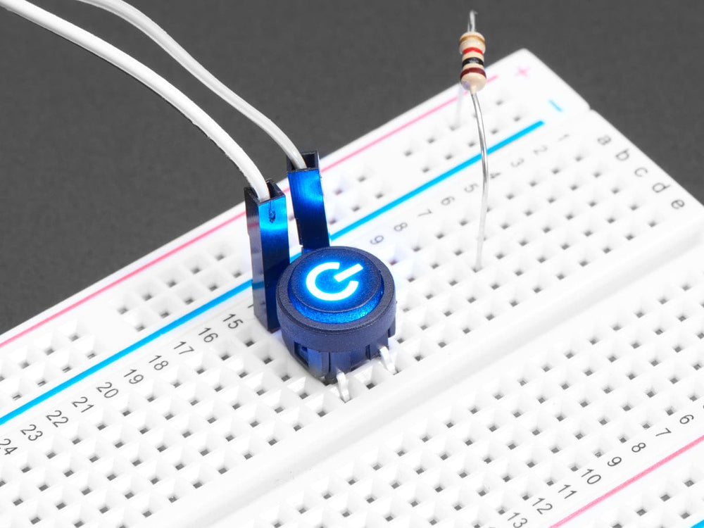 Mini Illuminated Momentary Pushbutton - Blue Power Symbol by The Pi Hut - The Pi Hut