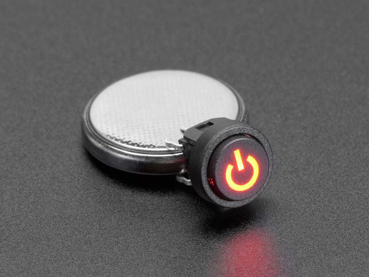 Mini Illuminated Momentary Pushbutton - Red Power Symbol by The Pi Hut - The Pi Hut