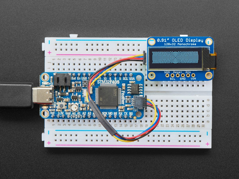 Monochrome 0.91" 128x32 I2C OLED Display - STEMMA QT / Qwiic by Adafruit - The Pi Hut
