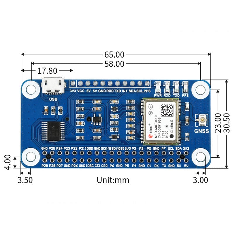 NEO-M8T GNSS Timing HAT for Raspberry Pi by Waveshare - The Pi Hut