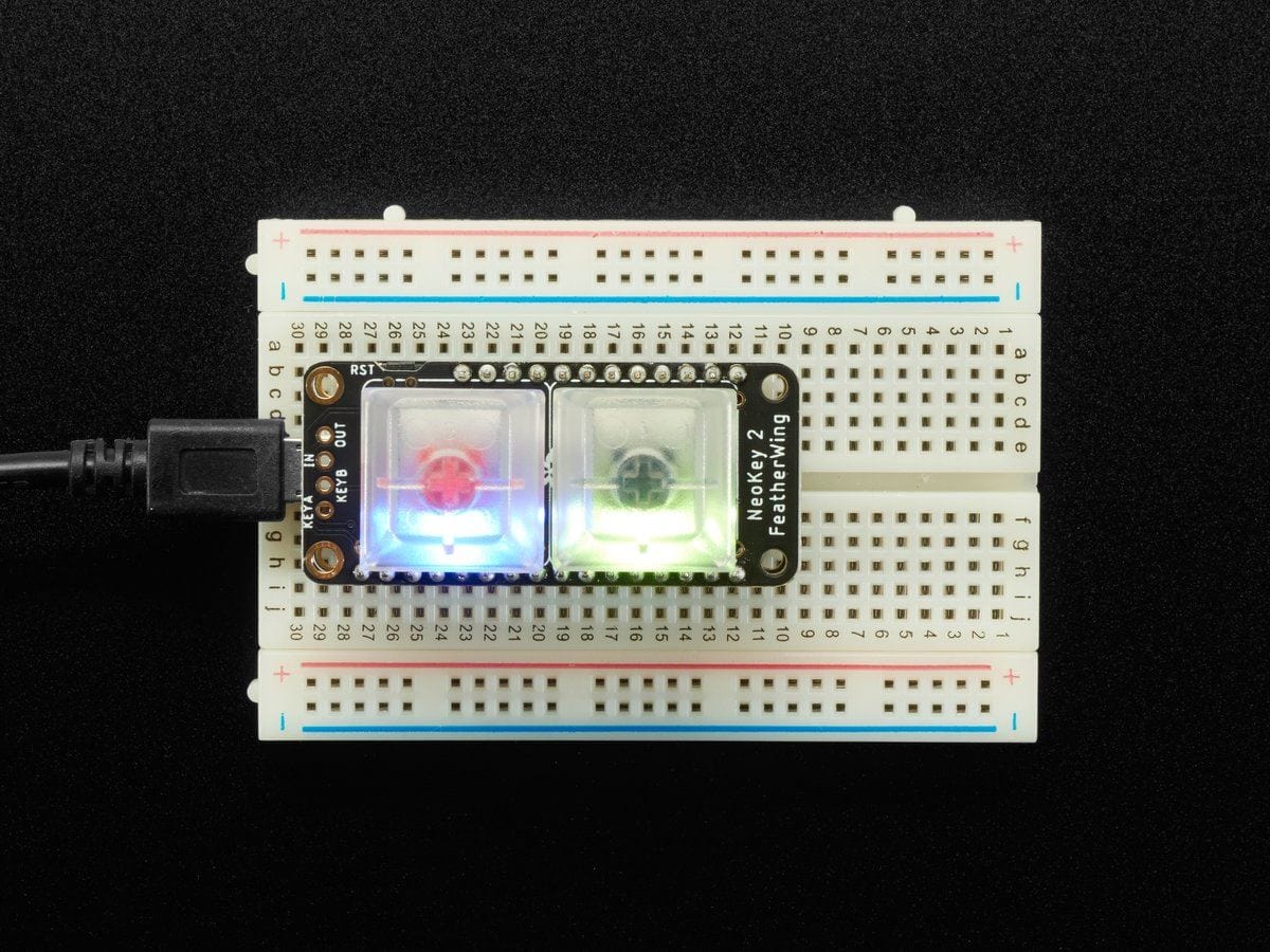 NeoKey FeatherWing - Two Mechanical Key Switches with NeoPixels by Adafruit - The Pi Hut