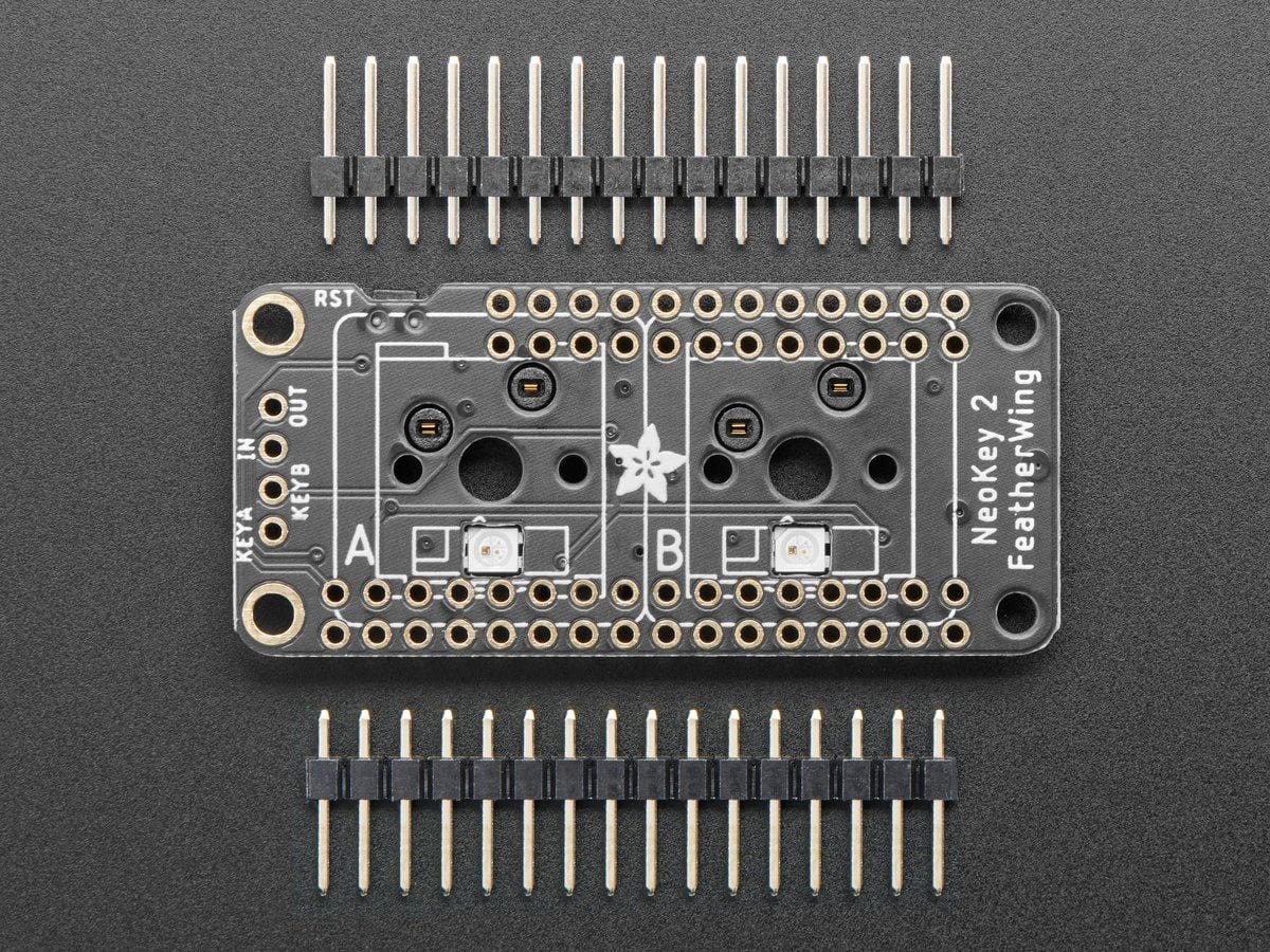 NeoKey FeatherWing - Two Mechanical Key Switches with NeoPixels by Adafruit - The Pi Hut