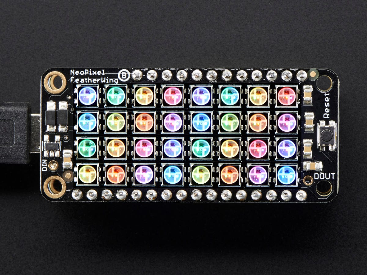 NeoPixel FeatherWing - 4x8 RGB LED Add-on For All Feather Boards by Adafruit - The Pi Hut