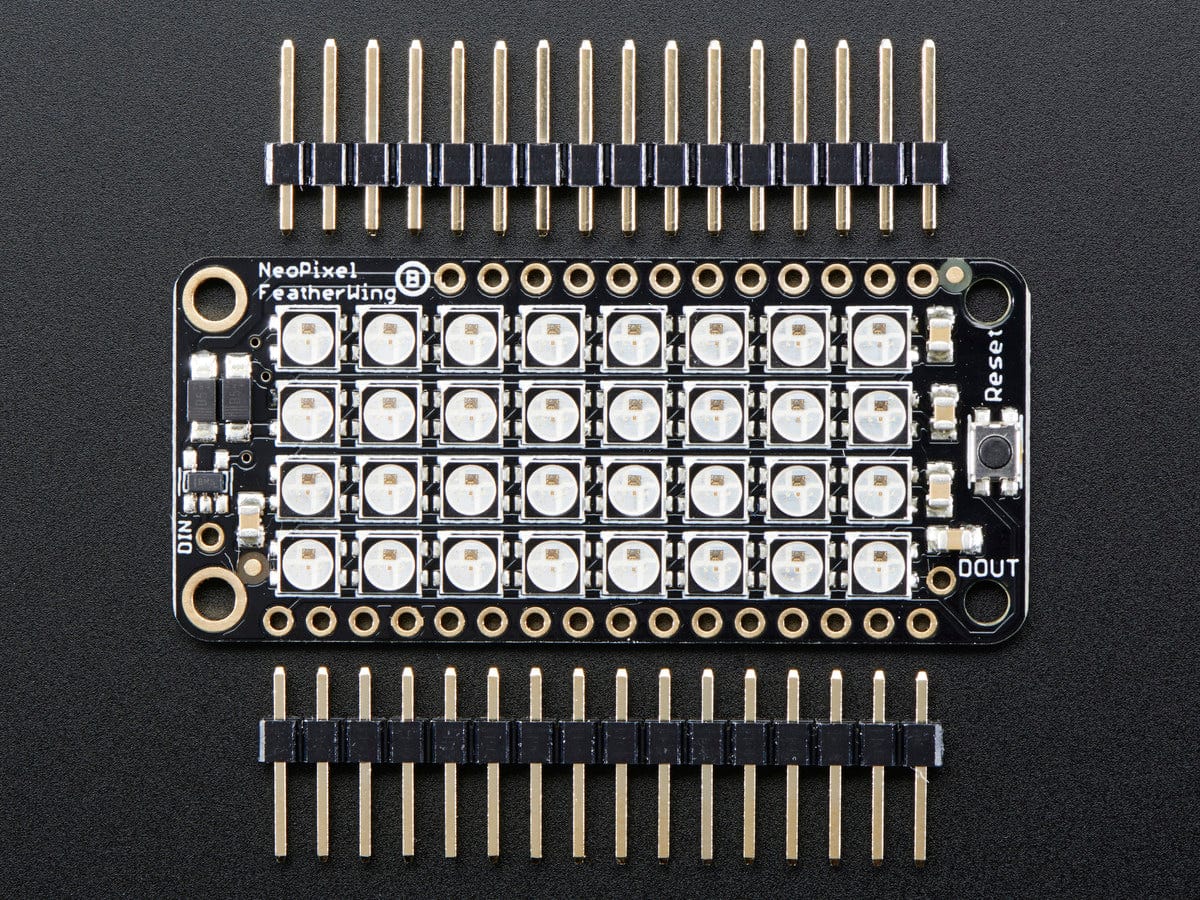 NeoPixel FeatherWing - 4x8 RGB LED Add-on For All Feather Boards by Adafruit - The Pi Hut