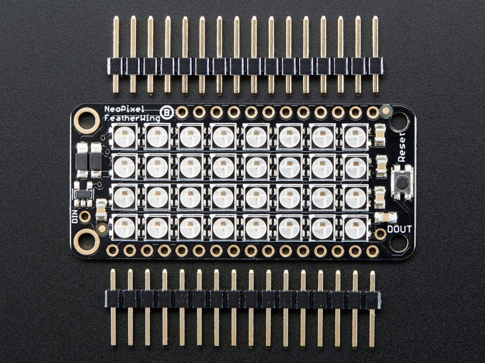 NeoPixel FeatherWing - 4x8 RGB LED Add-on For All Feather Boards by Adafruit - The Pi Hut