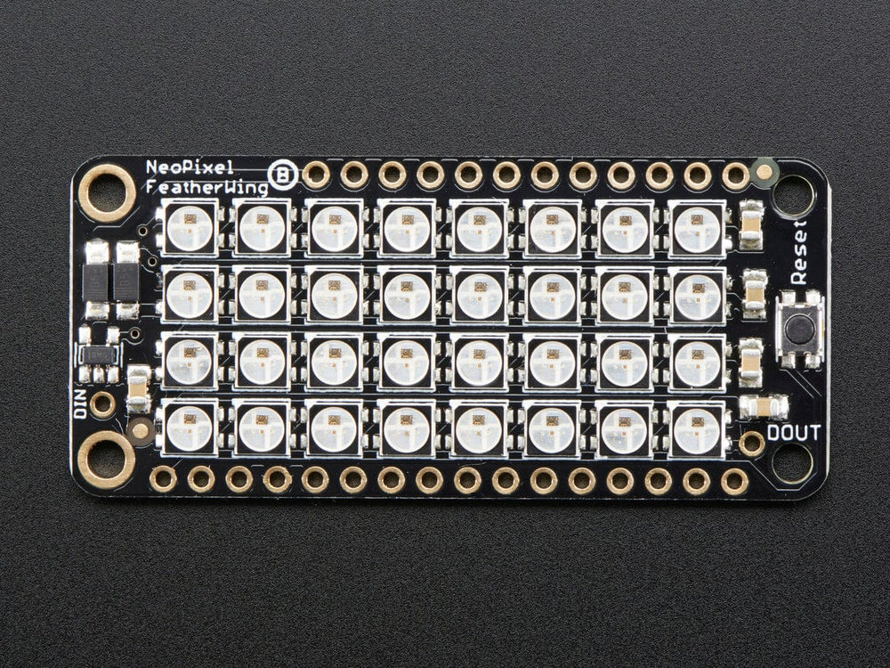 NeoPixel FeatherWing - 4x8 RGB LED Add-on For All Feather Boards by Adafruit - The Pi Hut