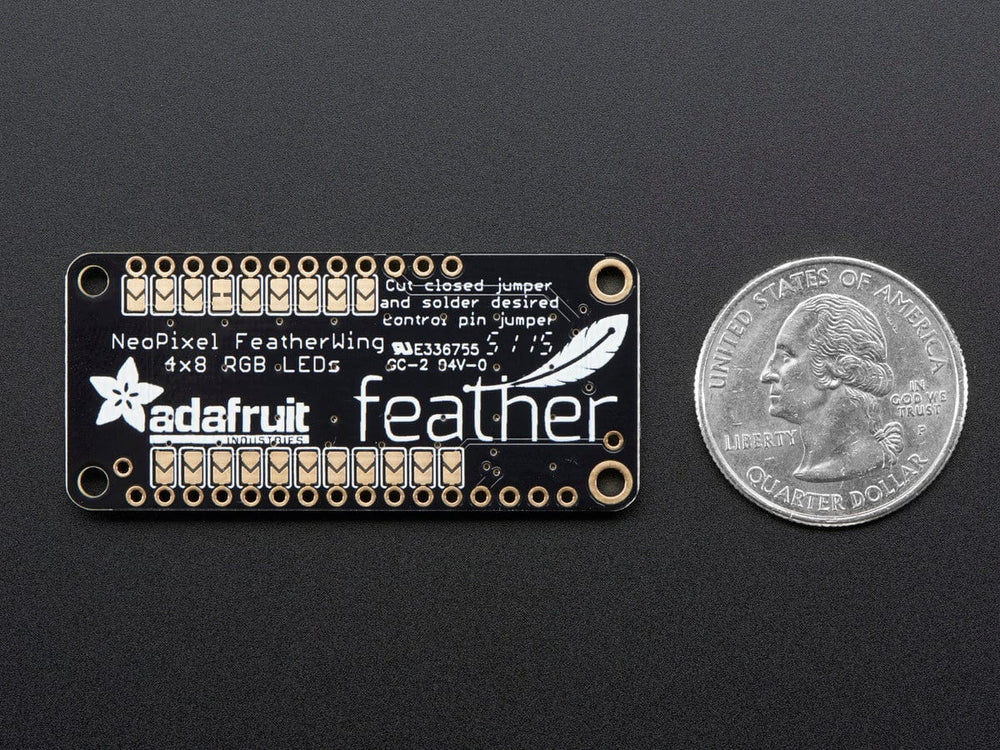 NeoPixel FeatherWing - 4x8 RGB LED Add-on For All Feather Boards by Adafruit - The Pi Hut
