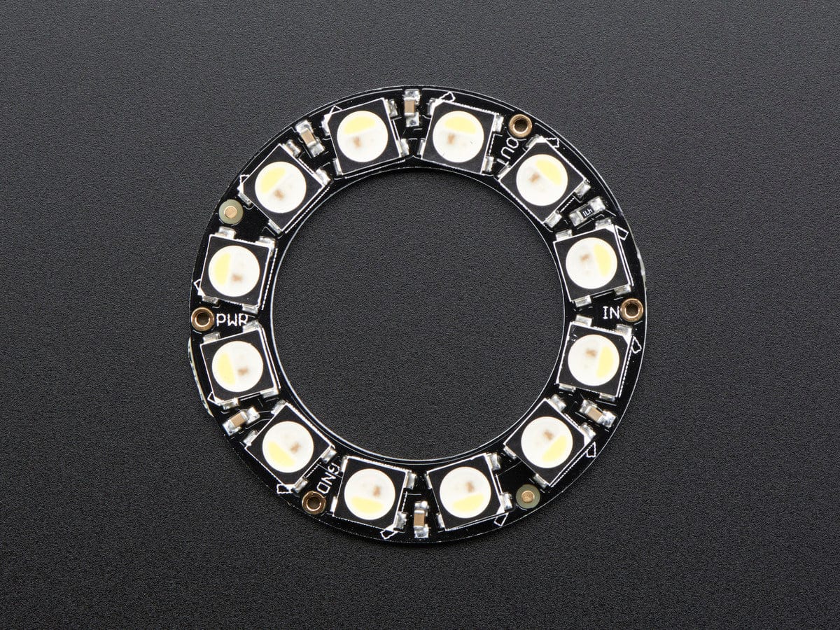 NeoPixel Ring - 12 x 5050 RGBW LEDs w/ Integrated Drivers (Cool White - ~6000K) by Adafruit - The Pi Hut