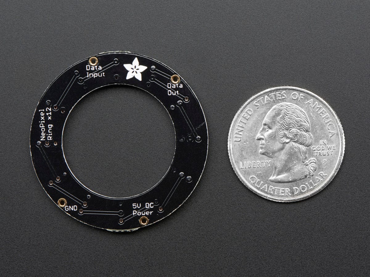 NeoPixel Ring - 12 x 5050 RGBW LEDs w/ Integrated Drivers (Cool White - ~6000K) by Adafruit - The Pi Hut