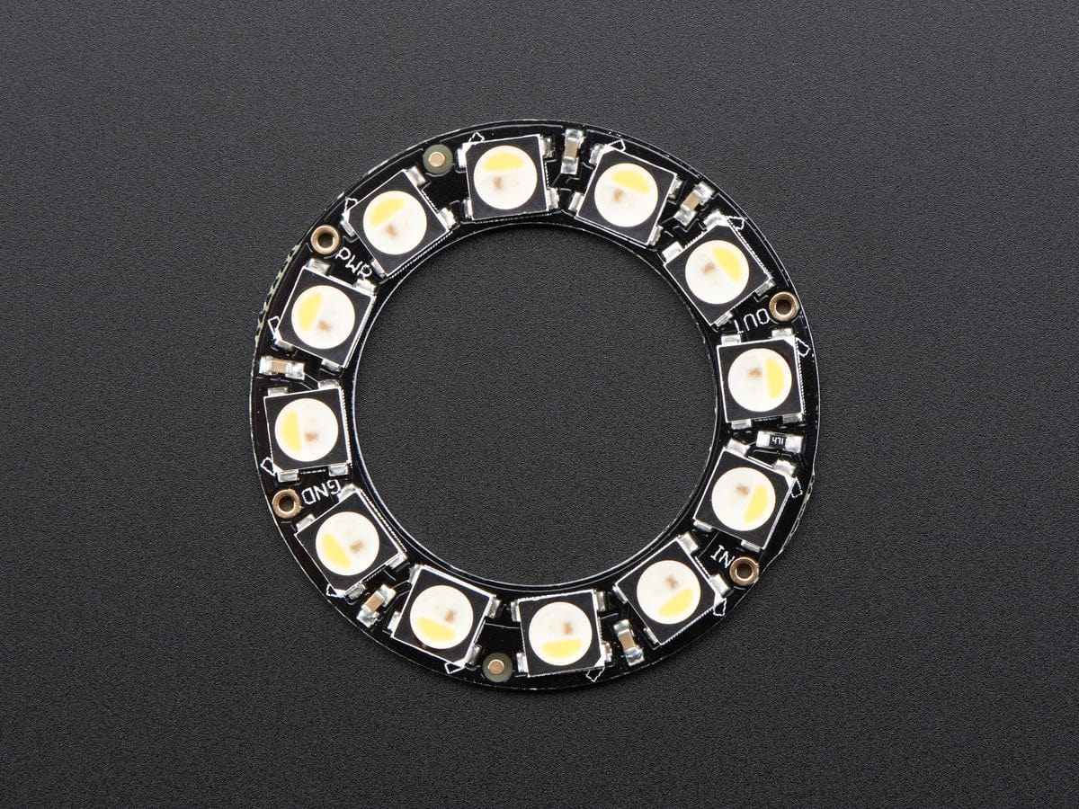 NeoPixel Ring - 12 x 5050 RGBW LEDs w/ Integrated Drivers (Warm White - ~3000K) by Adafruit - The Pi Hut