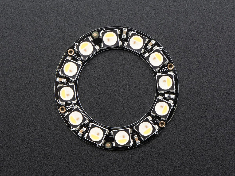 NeoPixel Ring - 12 x 5050 RGBW LEDs w/ Integrated Drivers (Warm White - ~3000K) by Adafruit - The Pi Hut