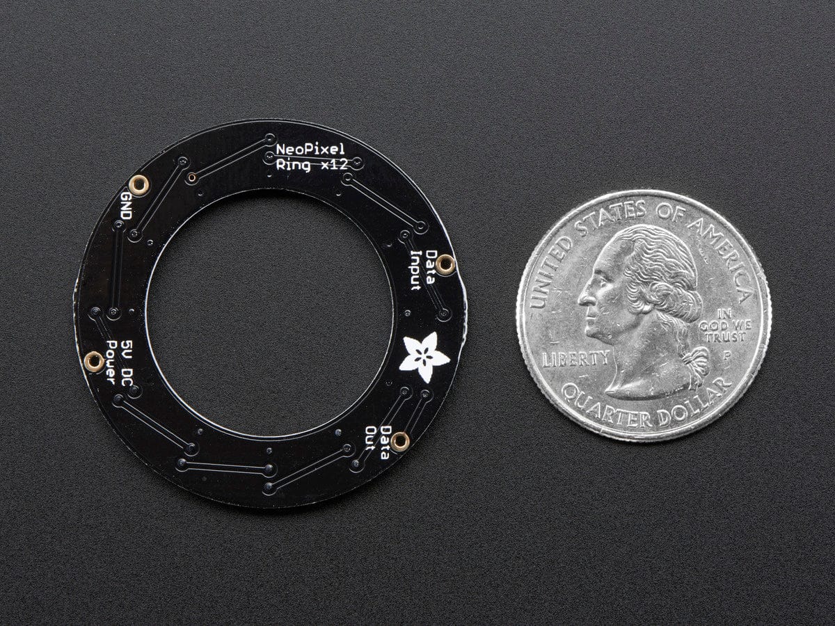 NeoPixel Ring - 12 x 5050 RGBW LEDs w/ Integrated Drivers (Warm White - ~3000K) by Adafruit - The Pi Hut