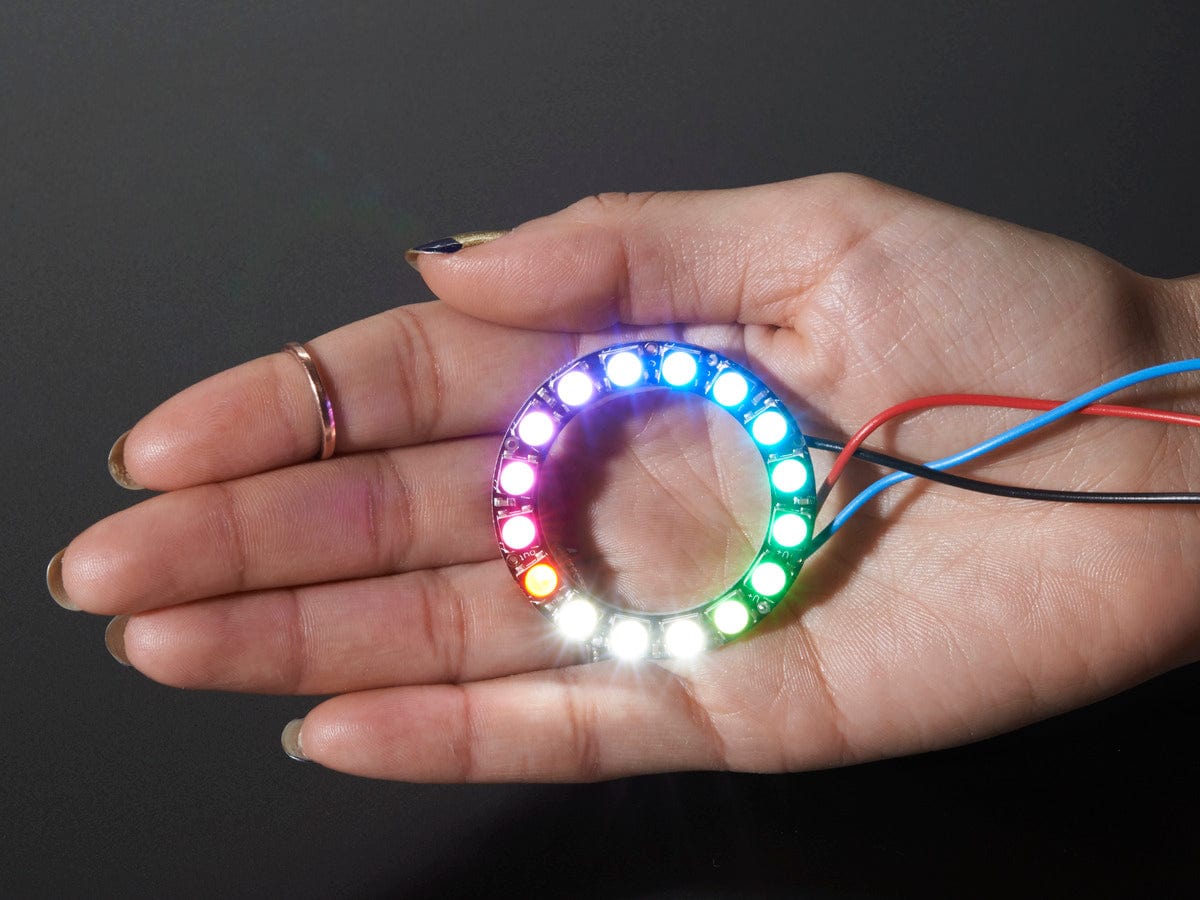 NeoPixel Ring - 16 x 5050 RGBW LEDs w/ Integrated Drivers (Cool White - ~6000K) by Adafruit - The Pi Hut