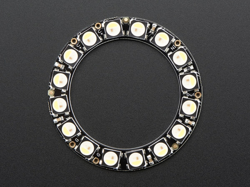 NeoPixel Ring - 16 x 5050 RGBW LEDs w/ Integrated Drivers (Cool White - ~6000K) by Adafruit - The Pi Hut