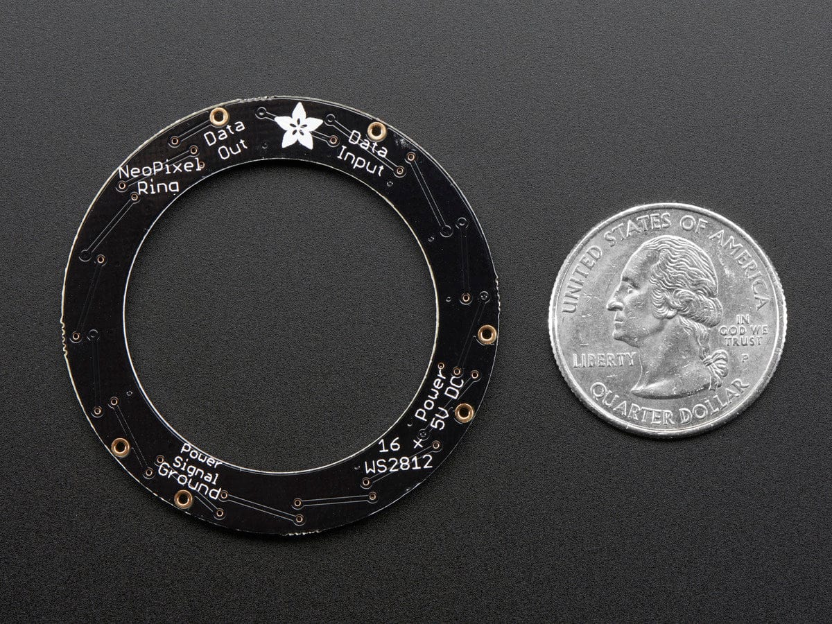 NeoPixel Ring - 16 x 5050 RGBW LEDs w/ Integrated Drivers (Cool White - ~6000K) by Adafruit - The Pi Hut