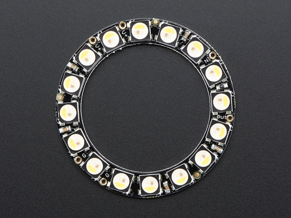 NeoPixel Ring - 16 x 5050 RGBW LEDs w/ Integrated Drivers (Warm White - ~3000K) by Adafruit - The Pi Hut