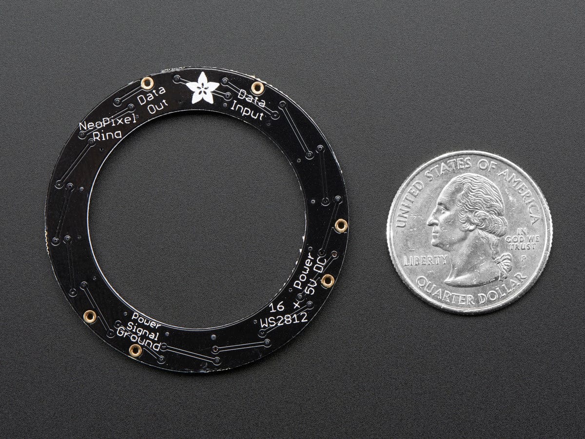 NeoPixel Ring - 16 x 5050 RGBW LEDs w/ Integrated Drivers (Warm White - ~3000K) by Adafruit - The Pi Hut