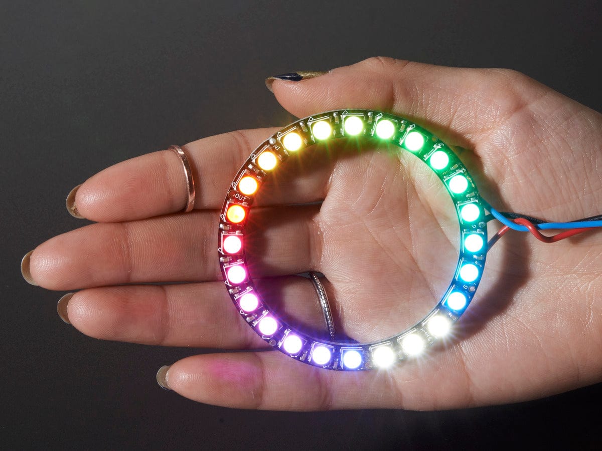 NeoPixel Ring - 24 x 5050 RGBW LEDs w/ Integrated Drivers (Cool White - ~6000K) by Adafruit - The Pi Hut