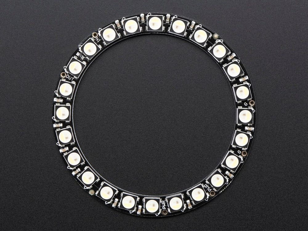 NeoPixel Ring - 24 x 5050 RGBW LEDs w/ Integrated Drivers (Cool White - ~6000K) by Adafruit - The Pi Hut