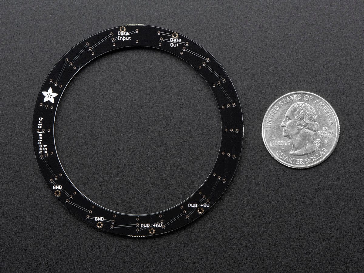 NeoPixel Ring - 24 x 5050 RGBW LEDs w/ Integrated Drivers (Cool White - ~6000K) by Adafruit - The Pi Hut