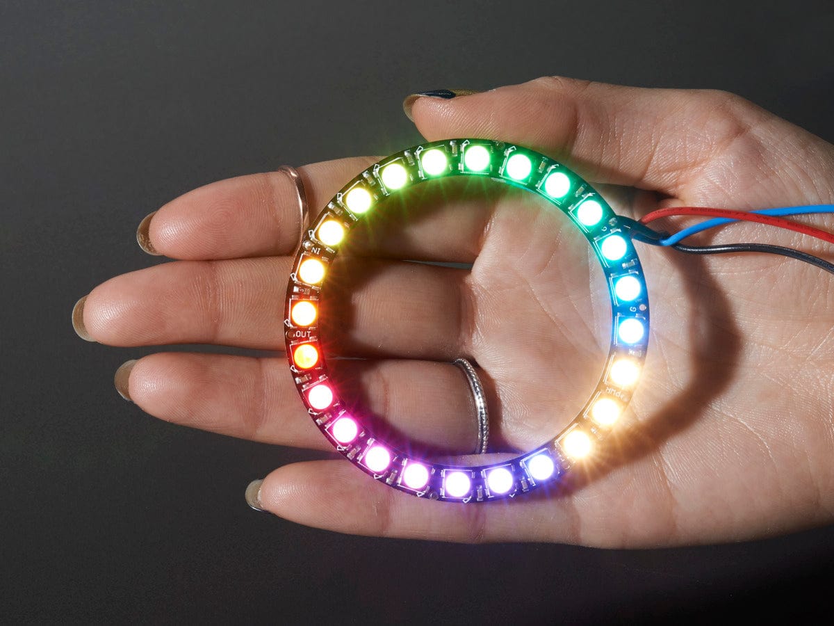 NeoPixel Ring - 24 x 5050 RGBW LEDs w/ Integrated Drivers (Warm White - ~3000K) by Adafruit - The Pi Hut