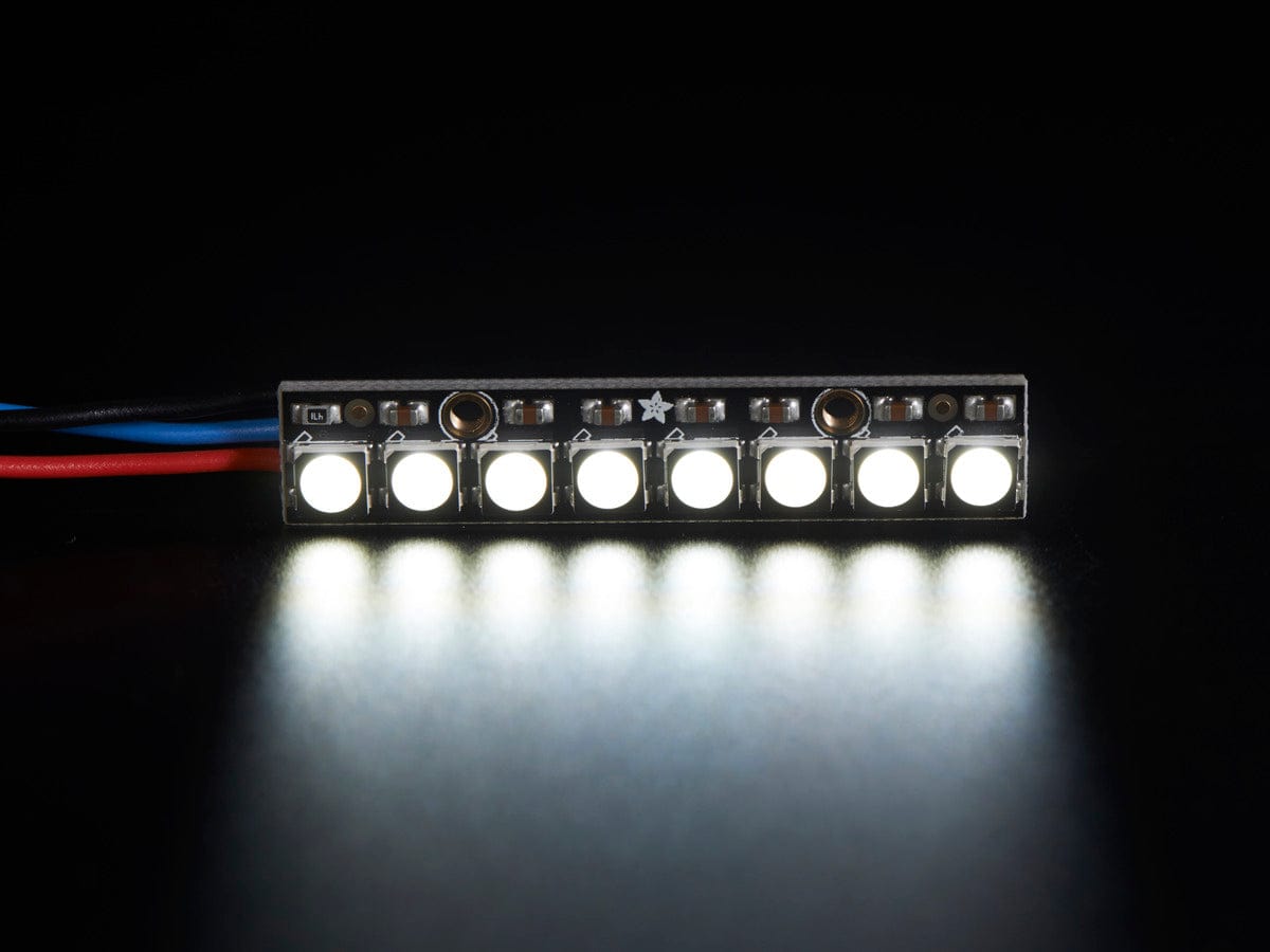 NeoPixel Stick - 8 x 5050 RGBW LEDs - Cool White - ~6000K by Adafruit - The Pi Hut