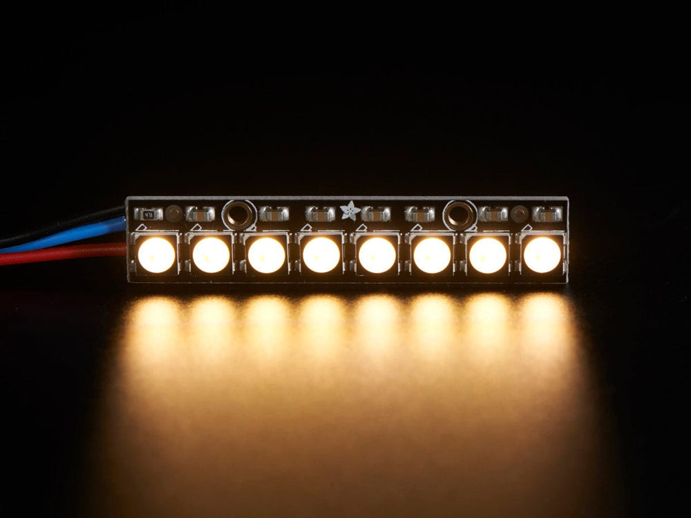 NeoPixel Stick - 8 x 5050 RGBW LEDs - Warm White - ~3000K by Adafruit - The Pi Hut